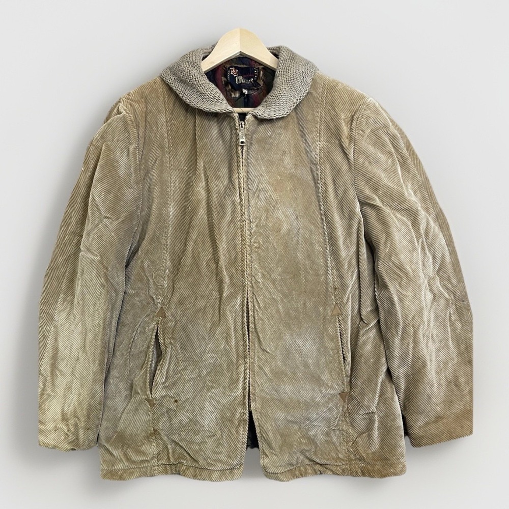 Vintage Cresco Corduroy Sports Coat Jacket Fleece Lined 60s Size 44 Tan/Brown